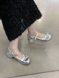 XUJIA | Lace Edge Silver Mary Jane Pumps Women High Heels Summer