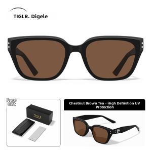 DIGELE | Retro Large Frame Slimming Anti-UV Sunglasses Face