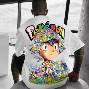 Pokémon Animation Derivatives Ash Ketchum Pikachu Printing T-shirt Mens Womens 2025 Summer Loose Cotton Street Trend Brand Top