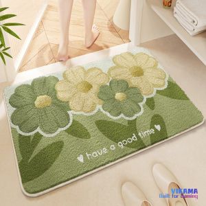VIKAMA Small Fresh Modern Faux Cashmere Carpet Bathroom Toilet Anti-slip Foot Mat Household Mats Home Decoration