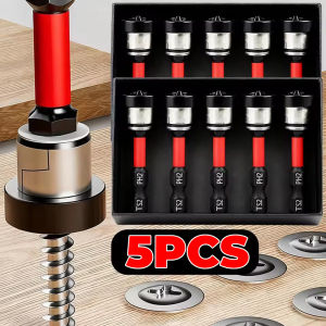 5PCS Magnetic Positioning Screwdriver Bits 50mm Hex Shank Drywall Screw Setter Bit PH2 Locating Batch Head Drilling Tools