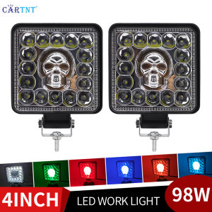 CarTnT 2PCS 4 inch 120W Offroad LED Lights for Car Spot Off Road 4x4 for Truck SUV Boat ATV Jeep Tractor Headlight 12V 24V Work Light Bar Driving lights