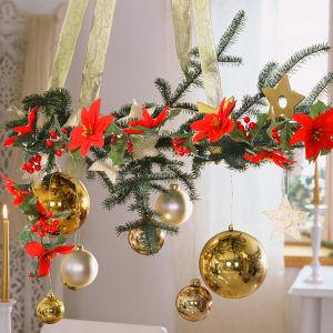 【On Sale】2M พวงมาลัยหวายเทียมแบบทำมือพวงมาลัยสำหรับเครื่องประดับตกแต่งบ้านต้นไม้คริสต์มาสแขวนผลเบอร์รี่สีแดงเถาองุ่น