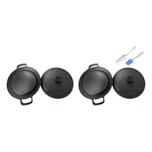 Cast Iron Frying Pan with 2 Side Handles Cookware No Chemical Coating Gas Stove Friendly