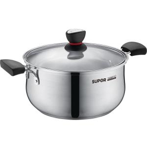 Supor Thickened 304 Stainless Steel Soup Pot Double Earled for Home Use Stew Pot Soup Making Steaming Cooking Induction Cooktop