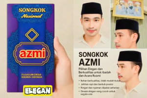 Songkok Nasional Hitam Songkok Azmi Tinggi 8 AC Bahan Beludru Pigeon Kualitas Premium