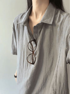 Áo Thun Nam Vải Lanh Tay Ngắn Thoáng Khí Rộng Rãi Chống Nắng Thường Ngày Mùa Hè Cổ Polo Tay Ngắn Thoáng Khí Vải Lanh