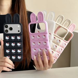 Sanrio | Rabbit Ear Down Jacket Sanrio KT Cat Phone Case For iphone 17 16 15 14 13 Pro Max Silicone Shockproof Protective Soft Cover