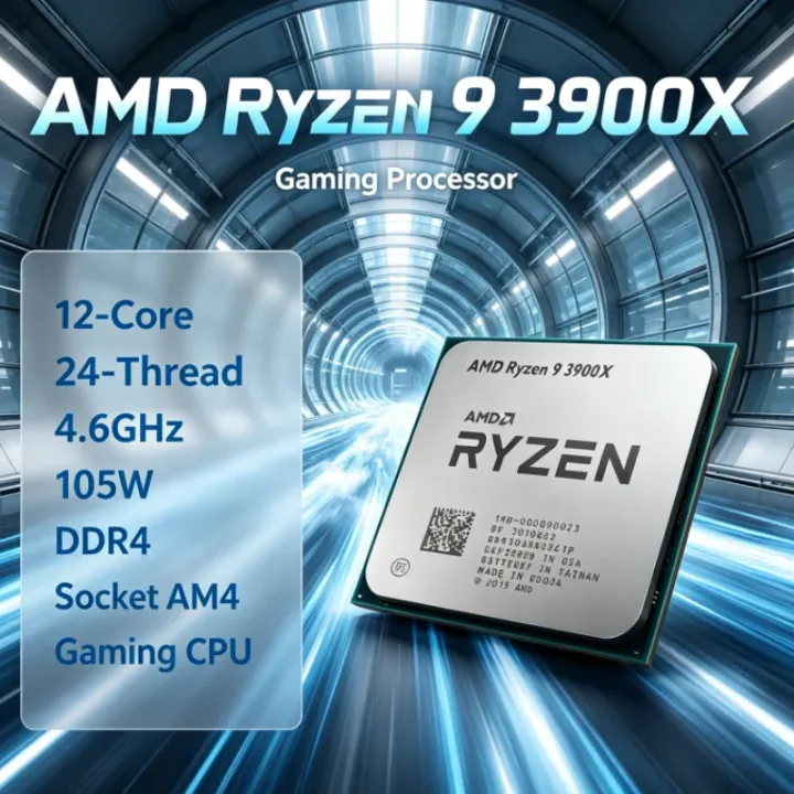 AMD | AMD R9 3900X Ryzen 9 Desktop Processor 12-Core 24-Thread 3.8GHz 105W 7nm 64M L3 DDR4 AM4 for Gaming
