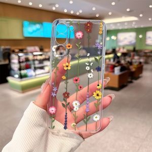 Cottagecore Vertical Floral Stems Print Soft Clear TPU Phone Case For Samsung Galaxy A73 A72 A71 A56 A55 A54 A53 A52 A51 Cover