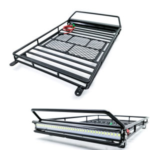 Large Size Luggage Carrier Roof Rack with LED Light Bar for 1/10 RC Crawler Car Axial SCX10 90046 Traxxas TRX4
