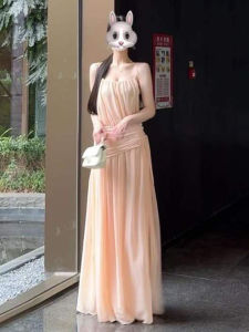 Karrar betsey | Đầm Dài Phong Cách Pháp Màu Hồng Nhẹ Nhàng Cho Kỳ Nghỉ Hè Thanh Lịch