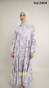 NMR Midi Dress Rayon Viscose Kerut Vol 2404-3
