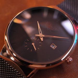 LIGE Hitam Jam Tangan Pria Besi Tahan Karat Tahan Air Cocok Wanita + Kotak