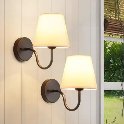 Nordic Fabric Lampshade Wall Lamps House Corridor Hallway Wall Sconce Lamp Living Room Bedroom Wall Lights Bedside Wall Lamp E27