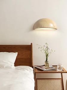 Natural Stone Wall Light Vintage Semi Circular Art Wall Lamp Living Room Bedroom Bedside Hallway Indoor Lighting Room Decor