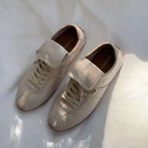 Casual Sport Shoes Womens Retro Flip Cover Laced Deqin Trendy All Match White Shoes Thick Bottom Agan Shoes Leather Version