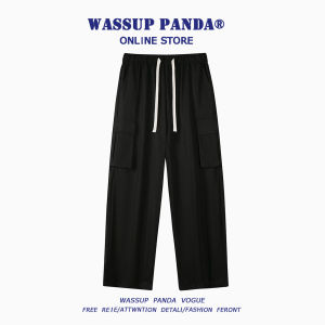 Wassup Panda American Style Workwear Pants Men Summer Trendy Ice Silk Thin Quick Dry Loose Cool Casual Long Trousers