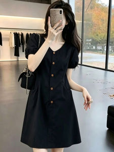 SUSIEYUAN | Black Waist-accentuating Summer Dress