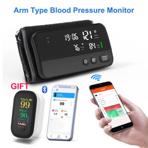 Arm Blood Pressure Monitor Heart Rate Digital LED Display usb Rechargeable Tonometer Portable Large Screen App Link free shippin