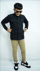 Glory Inside Trucker Jacket Semi Parka Kanvas Black