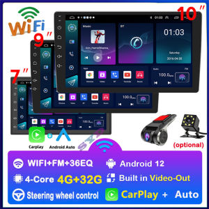 [4G RAM +32G ROM Apple Carplay] Android 12 Double Din Car Radio 7/9/10inch Touch Screen GPS Navi FM Bluetooth Android Car Player