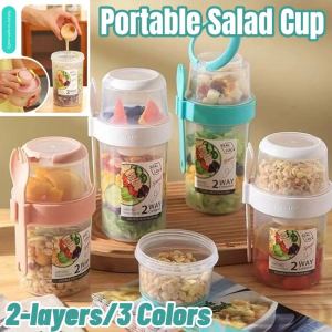 Portable Salad Cup Cereal Nut Yogurt Container Fat-Reduced Vegetable Fruit Cup with Lid Spoon