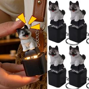 Rechargeable Cute Dog Cat Keychain Stress-Relieving Clicky Keyboard Stress Relief Kitten Puppy Croaking Fidget Toy Desk Decor