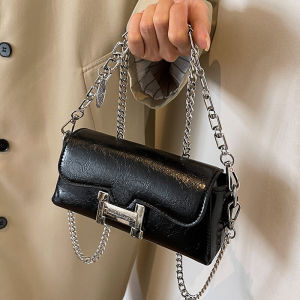 กระเป๋าสะพายข้างทรงสี่เหลี่ยมเล็กแบบสะพายข้างแฟชั่น กระเป๋าสะพายไหล่โซ่แบบสะพายข้างสำหรับผู้หญิง กระเป๋าสะพายข้าง PU ทรงสี่เหลี่ยมเล็ก