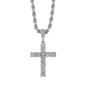 European and American hip-hop diamond-encrusted cross titanium steel necklace jewelry male hiphop simple and advanced.
