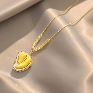 Unusually Designed Gold Color Durian Pendant Necklace Fashion Jewelry 2023 Exaggerated Accessories Necklace For Girls of Womens