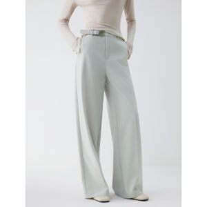 ELLE French Style Loose Fit Casual Pants Womens Autumn New Belt Design Splicing Wide Leg Pants High Waist Commute Style