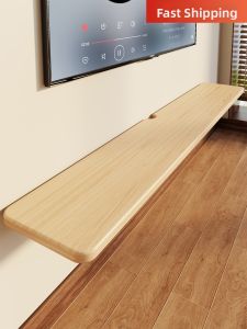 Wall Mounted TV Shelf Floating Storage Real Wood