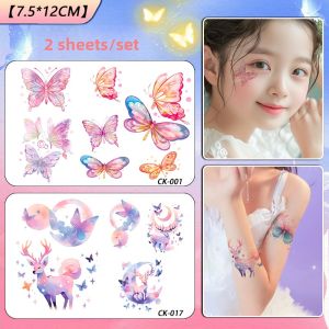 Waterproof Long-lasting Butterfly Cartoon Tattoo Stickers for Women Cute Pattern One-time Use Flash Powder Shiny Design