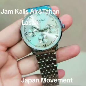 LONGBO Elegant Black Stainless Steel Quartz Watch with Sapphire Glass and Calendar Feature