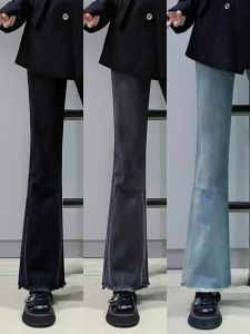 Pear Shapes Weila Straight-leg Denim Womens Fall plus Size Plus Size Ladies High Waist Elastic Slim Fit Horseshoe Pants Bell-Bottom Pants