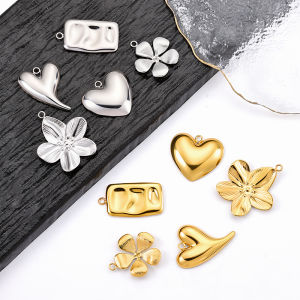 Lớn thép không gỉ Mặt dây chuyền Hoa Vòng Tay Tự Làm Vòng Cổ Phụ kiện 18K vàng phóng đại Mặt trang trí hình trái tim