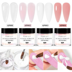Bột Nhựa Acrylic Làm Móng Tay Màu Trắng Hồng Nude FOUR LILY 10g Chuyên Nghiệp Dùng Cho Móng Pháp Không Cần Đèn