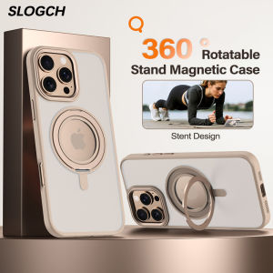 Ốp điện thoại nam châm Magsafe với chân đế iPhone xoay 360 ° 16 15 14 13 12 Pro Ốp lưng trong mờ mờ thân thiện với da tối đa cho iPhone 16 Pro Ốp chống sốc dùng trong quân sự tối đa