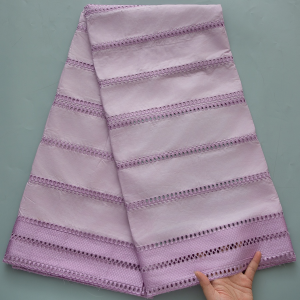 Swiss white chiffon cotton lace fabric French striped hollow cotton lace high-end dress handmade fabric S4596