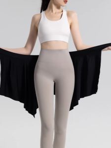 กระโปรงสั้นผ้าโพลีเอสเตอร์ยืดยงสไตล์เกาหลีเอวสูง สำหรับผู้หญิงวัย 18-24 ปี ฤดูร้อน 2024 กระโปรงสั้นป้องกันแสงสั้น ดีไซน์เอวสูง สำหรับโยคะ รำวง