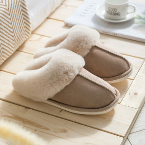 Suede Cotton Slippers Womens Autumn and Winter Fur Slipper Fleece-lined Heattech Household Indoor Winter Men One Pair of Lovers