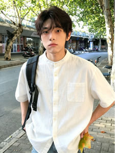 OUMULONG | Áo Sơ Mi Nam Cotton Linen Mỏng Chống Nắng Phong Cách Trung Quốc Mới Tay Ngắn