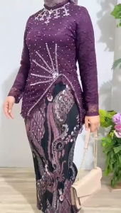Kebaya Premium Jumbo Calista Motif Floral Elegan LD 120cm untuk Kondangan dan Pernikahan
