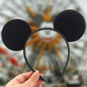 Classic Cute Disney Mouse Ears Headband 3.3"Velvet Ears Headwear Kids Festival Party Sequins Bow DIY Hair Accessories Women Gift