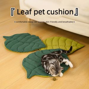Soft Cotton Leaf Shaped Cat Bed Mat Double Sided Washable Pet Sleeping Blanket Non-slip Floor Rug Cushion for Small Dog Kitten