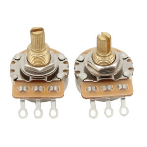 FLEOR 4PCS 3/8" 24-Tooth Long Shaft Guitar Potentiometers Pots For Electric Guitar Bass500K/250K Options