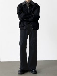 Loose American Style Black Bell Bottom Jeans for Men Casual Drapey Pants Slimming Long Trousers for Teenagers Youth Fashion