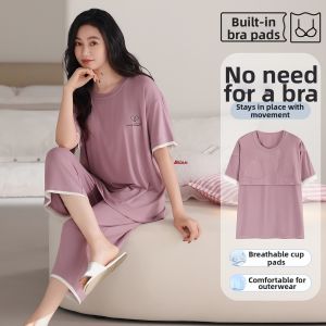 MiiOW | Ice Silk Summer Modal Short Sleeve Sleepwear with Padding