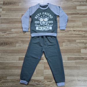 Bộ thun nỉ da cá bé trai tay dài quần dài có bo